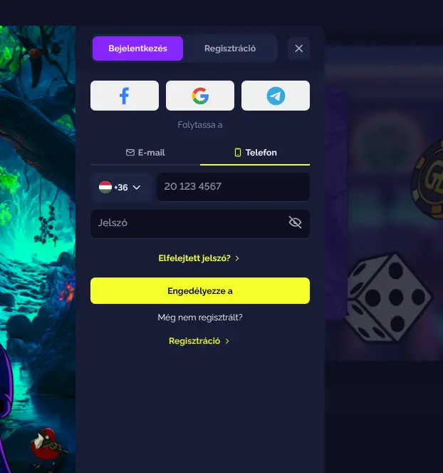 Goldbet bejelentkezési oldal — az e-mail/jelszó mezők és a 2FA